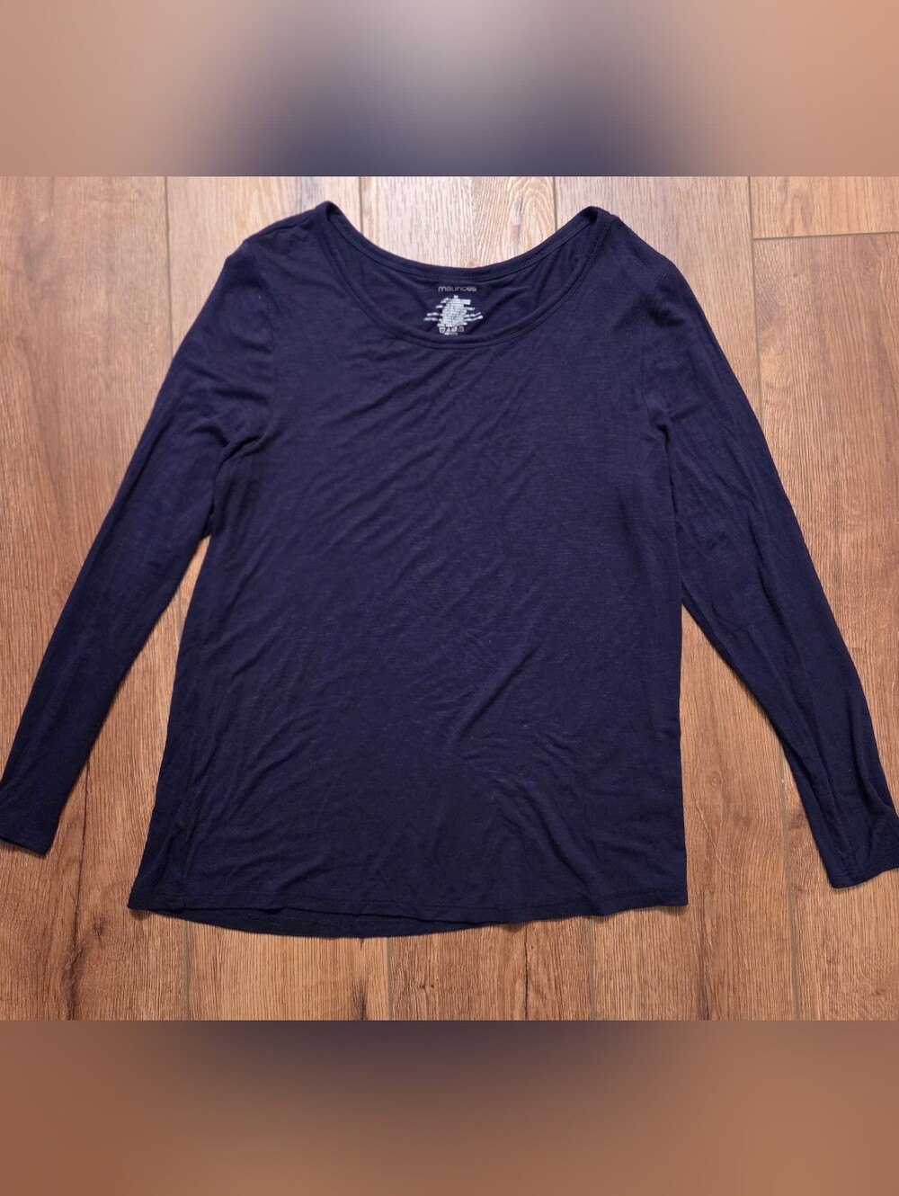 Maurices Long Sleeve Scoop Neck Top - Navy Blue